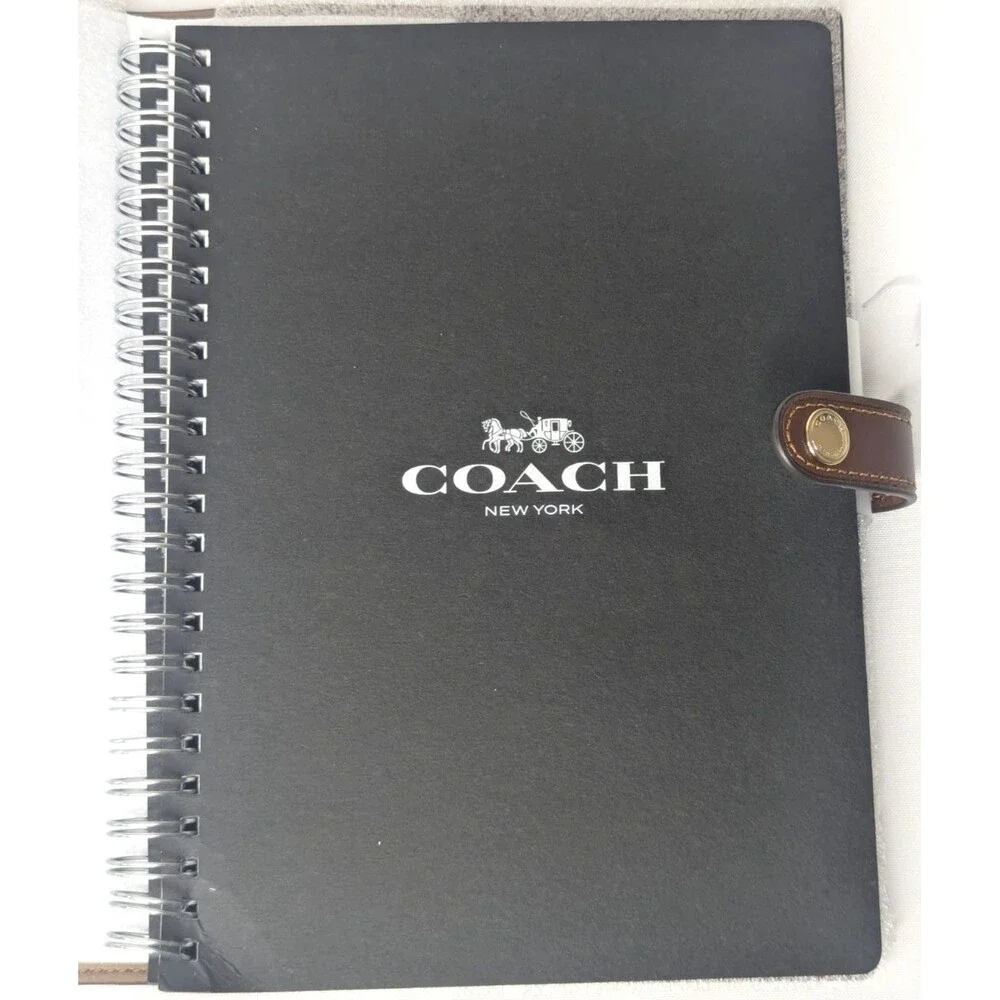 Coach Notebook in Signature Canvas w/ Smooth Leather Details - Khaki, NWT - Picture 4 of 5